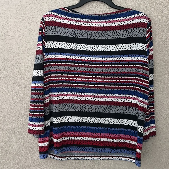 Women’s Ruby Rd Favorites Top, XL, Gray, Blue, Red, White Dots - Picture 4 of 5